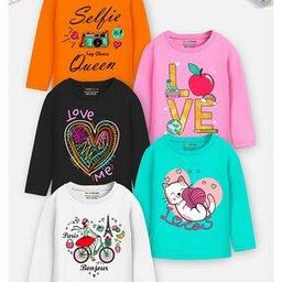 trampoline Pack of 5 Girls Printed Regular Fit T-Shirt-picture-8