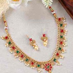 Women Gold-Plated Necklace & Earrings Set-image-12
