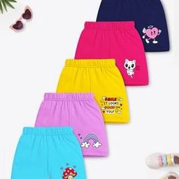 Girls Pack of 5 Graphic Print Regular Fit Shorts-image-11