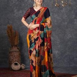 Women Printed Georgette Saree-image-2
