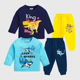 Boys Pack of 2 Graphic Print T-Shirt & Pants Set-5