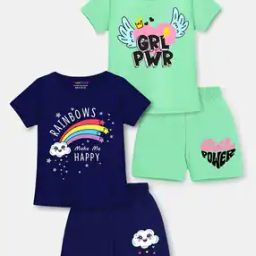 Pack of 2 Girl Graphic Print Tops & Shorts-picture-51