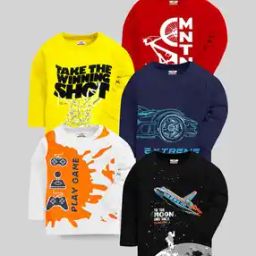 Boy Pack of 5 Graphic Print Round-Neck T-Shirts-picture-35