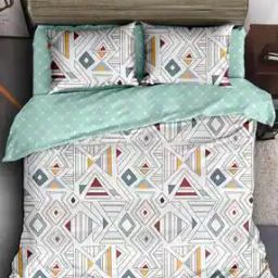240 TC Geometric Print Double Bedsheet with Pillow Covers-picture-18