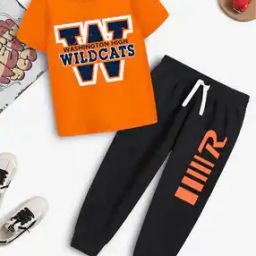 Boy Graphic Print T-Shirt & Pants Set-picture-8