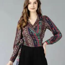 Floral Print Wrap Top-image-6