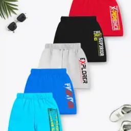 Girls Pack of 5 Typographic Print Regular Fit Shorts-picture-40