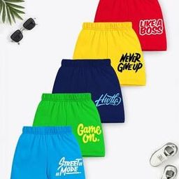 Girls Pack of 5 Typographic Print Regular Fit Shorts-picture-10