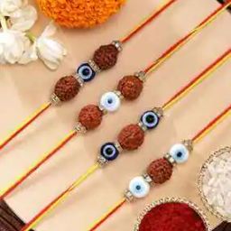 Set of 4 Men Meenakari Evil-Eye Rakhis with Roli & Chawal-14