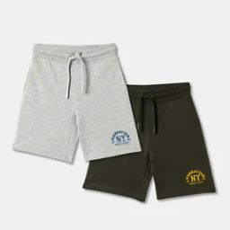 Boys Pack of 2 Typographic Print Regular Fit Shorts-picture-51