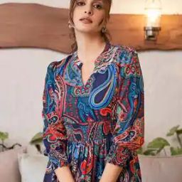 Women Paisley Print Fit & Flare Dress-image-35