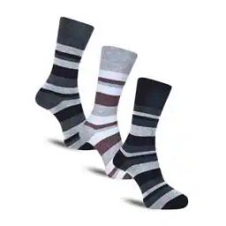 Men Pack of 3 Striped Mid-Calf Length Socks-image-1