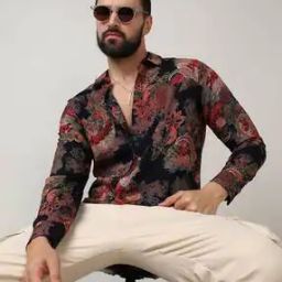 Men Floral Print Regular Fit Shirt with Spread Collar-image-55