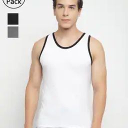 Pack of 3 Men Round-Neck Vest with Stitch Detail-image-2