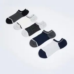 Men Pack of 5 Colourblock Ankle-Length Socks with Ribbed Hem-0