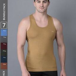 Pack of 7 Men Regular Scoop-Neck Vests-image-95