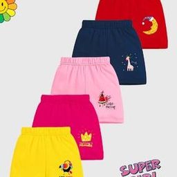 Pack of 5 Girls Printed Regular Fit Shorts-picture-15