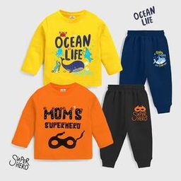 Pack Of 2 Typographic T-Shirt & Pants Set-image-24