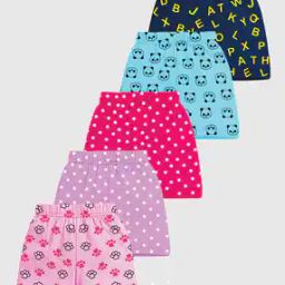 Pack of 5 Girl Printed Shorts with Elasticated Waist-4
