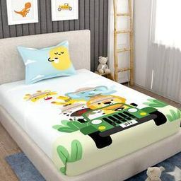 160 TC Printed Single Bedsheet with Pillow Cover-image-14