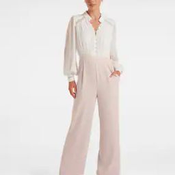 Lace V-Neck Jumpsuit with Button-Down Detail-picture-3