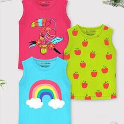 Girl Pack of 3 Graphic Print Round-Neck T-Shirt-picture-1
