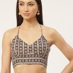 Floral Print Padded Backless Blouse-14