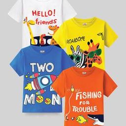 Boys Pack of 4 Graphic Printed T-shirt-image-42