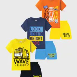 Boy Pack of 3 Typographic Print Shorts & T-Shirts Set-image-3