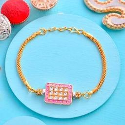 Men Embellished Rakhi with Roli Chawal & Greeting Card-image-52