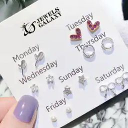 Pack of 7 Women Stone-Studded Stud Earrings-image-82