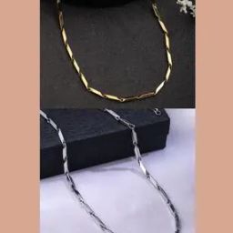 Set of 2 Men Silver & Gold Plated Chain-image-15