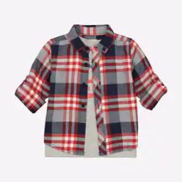 Checked Shirt with Printed T-shirt-image-97