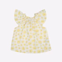 Sunshine Print Top with Butterfly Sleeves-image-1