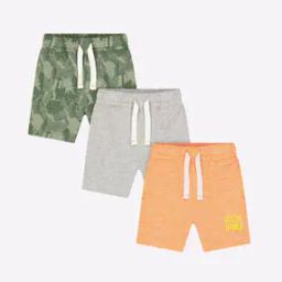 Pack of 3 Cotton Shorts with Elasticated Drawstring Waist-28