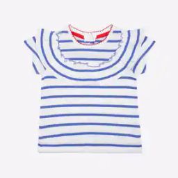 Striped T-shirt with Ruffled Panel-image-27