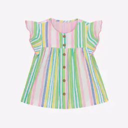 Striped Top with Ruffled Sleeves-image-61