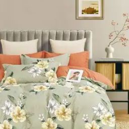 Floral Print Queen-Size Bedsheet with Pillow Covers-image-50