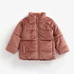 Velour Puffer Jacket with Insert Pockets-3
