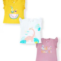 Pack Of 3 Printed T-Shirt with Ruffled Sleeves-26