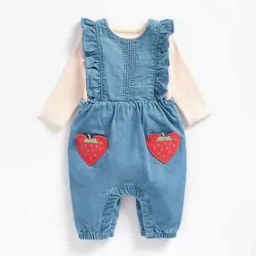 Ruffled Dungarees with Striped Bodysuit-picture-26