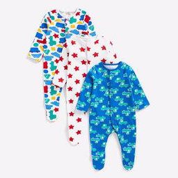 Pack of 3 Printed Sleepsuits-picture-9