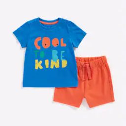 Typographic Print T-shirt & Shorts Set-picture-15