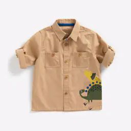 Dino Print Shirt with Patch Pockets-49