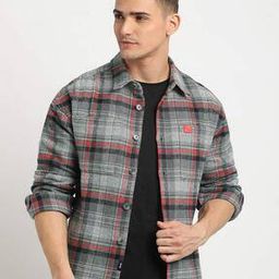 Men Checked Oversized Shirt with Patch Pocket-image-28