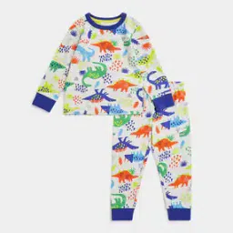 Dinosaur Print Tracksuit Set with Ribbed Hem-picture-29