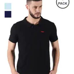 Men Pack of 3 Logo Embroidered Polo T-Shirts-picture-25