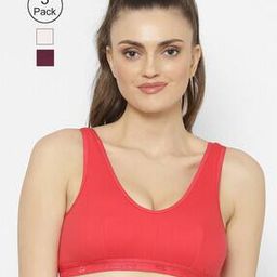 Pack of 3 Full Coverage Non-Padded Sports Bras-image-0