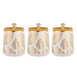 Set of 3 Leaf Print Ceramic Airtight Storage Jars with Lid-20