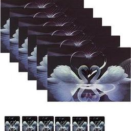 Set of 12 Swan Print Placemats & Tea Coasters-50